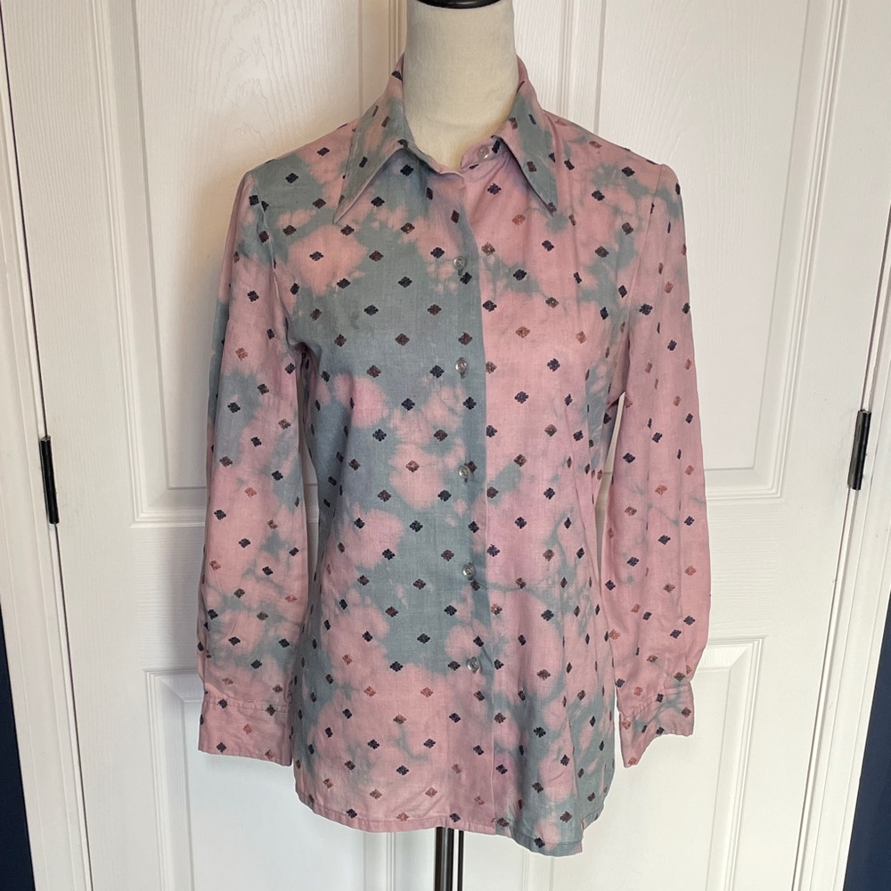 Vintage Ah! Austin Hill Embroidered Collared Button Down Shirt Upcycled‎ Small